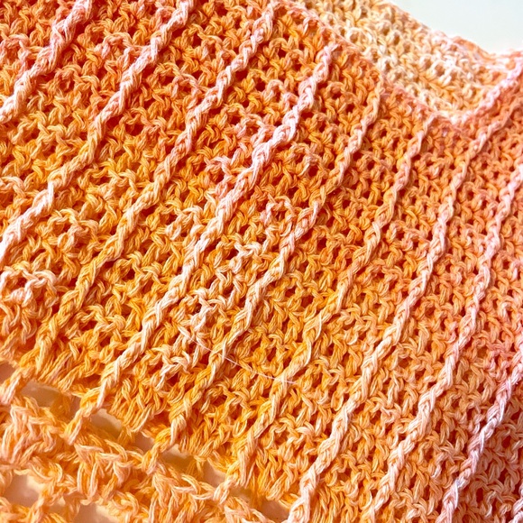 Beautiful Peachy Boho Tank Top 100% Cotton Hand Crochet - Picture 2 of 5